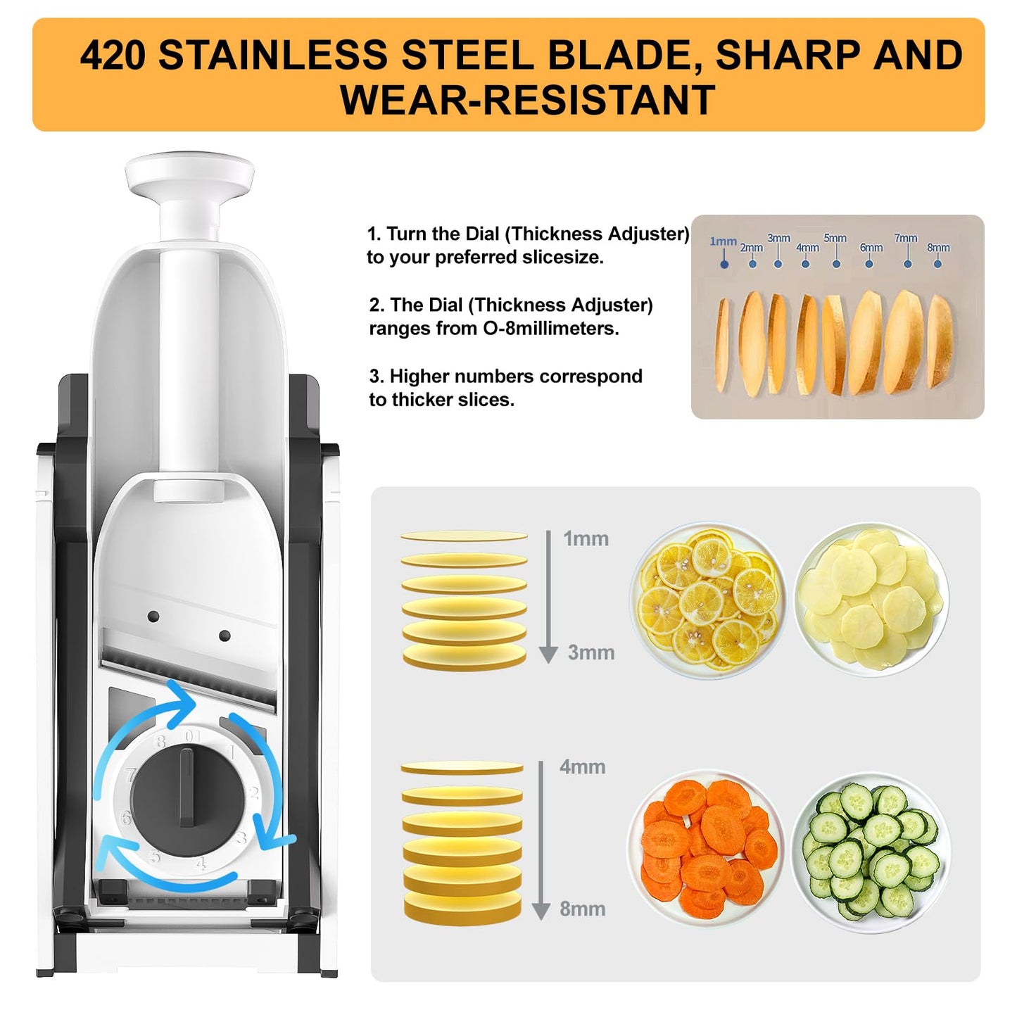 Adjustable Mandoline Slicer and Veggie Chopper