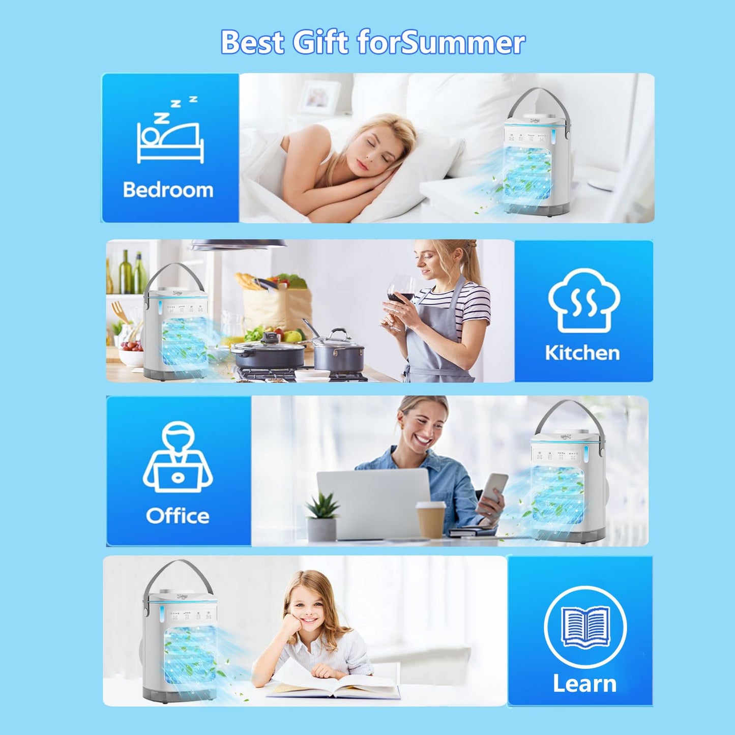 Portable Air Conditioner with 3 Speeds & Timer