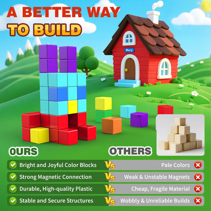 Magnetic Blocks for Kids Ages 4-8 - 45pcs Magnet Cubes Toys Kids Ages 3-5 - 3 4 5 6 7 8 9 10 Year Old Boy Girl Birthday Gifts Stem Toys Sensory Toy for Kid with Autism Toddler Creative Learning Gifts