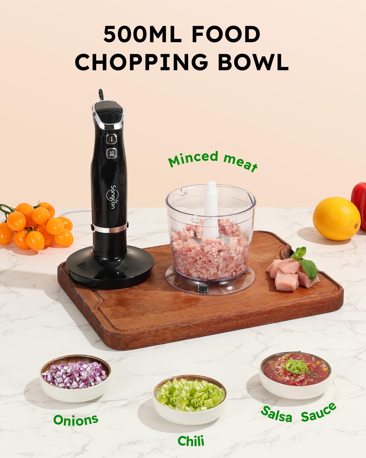 6-in-1 Immersion Blender with Chopper & Whisk