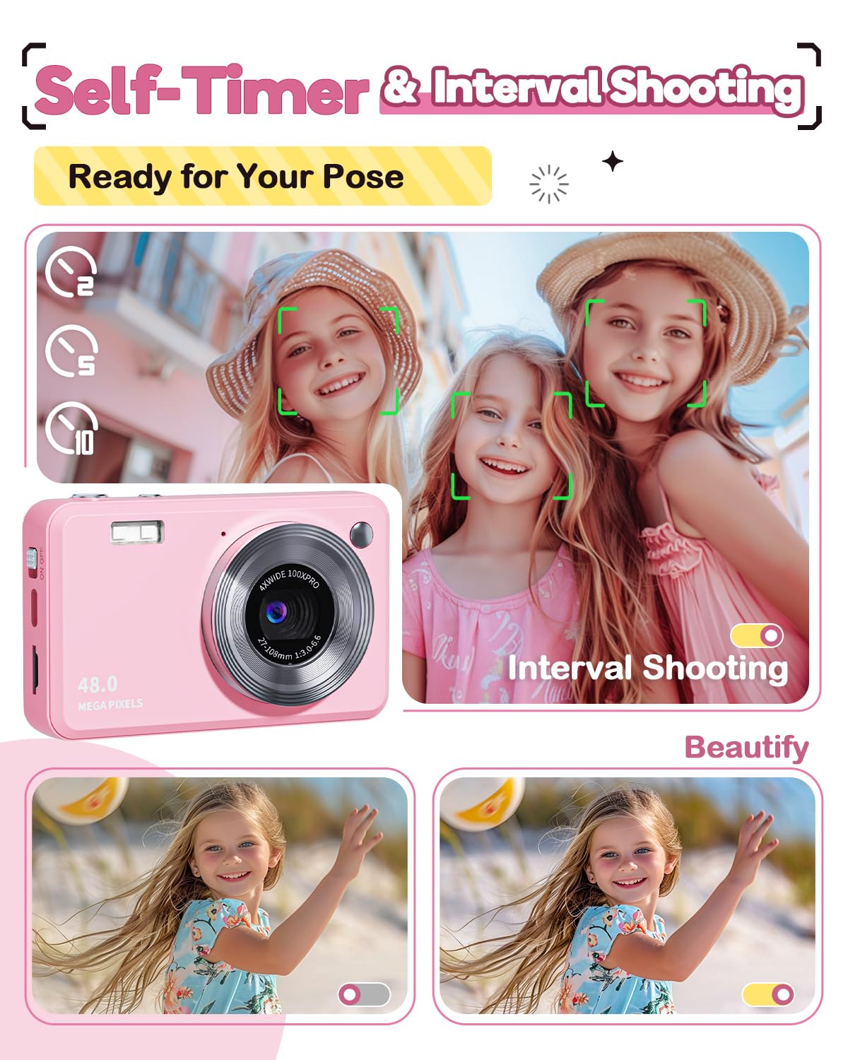 FHD 1080P Kids Camera with 18X Zoom
