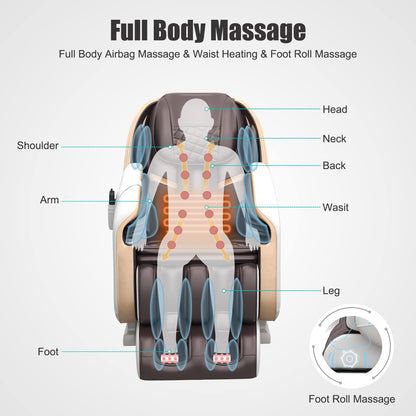 Real Relax Massage Chair Full Body, Zero Gravity SL Track Shiatsu Recliner with Shortcut Key, PS3100(Brown)
