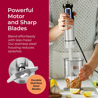 Mueller 8-Speed Handheld Immersion Blender for Kitchen