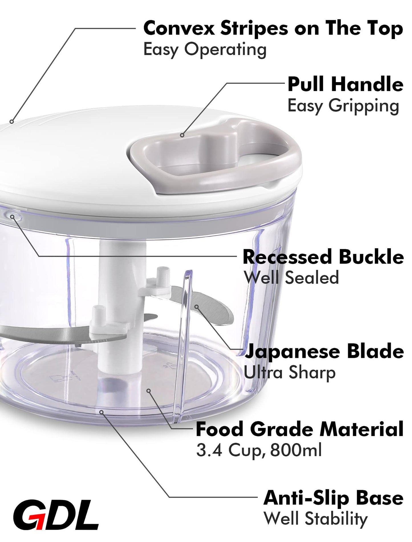 GDL Hand Powered Food Chopper for Vegetables