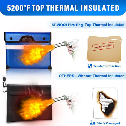 Upgraded 5200°F Fireproof Money Bag with Lock, Fireproof Bag with Zipper/Reflective Strip, 9 Layers of Heat Insulated Materials, Fire Proof Money Bag for Cash, A5 Documents, Water Resistant Safe Bag