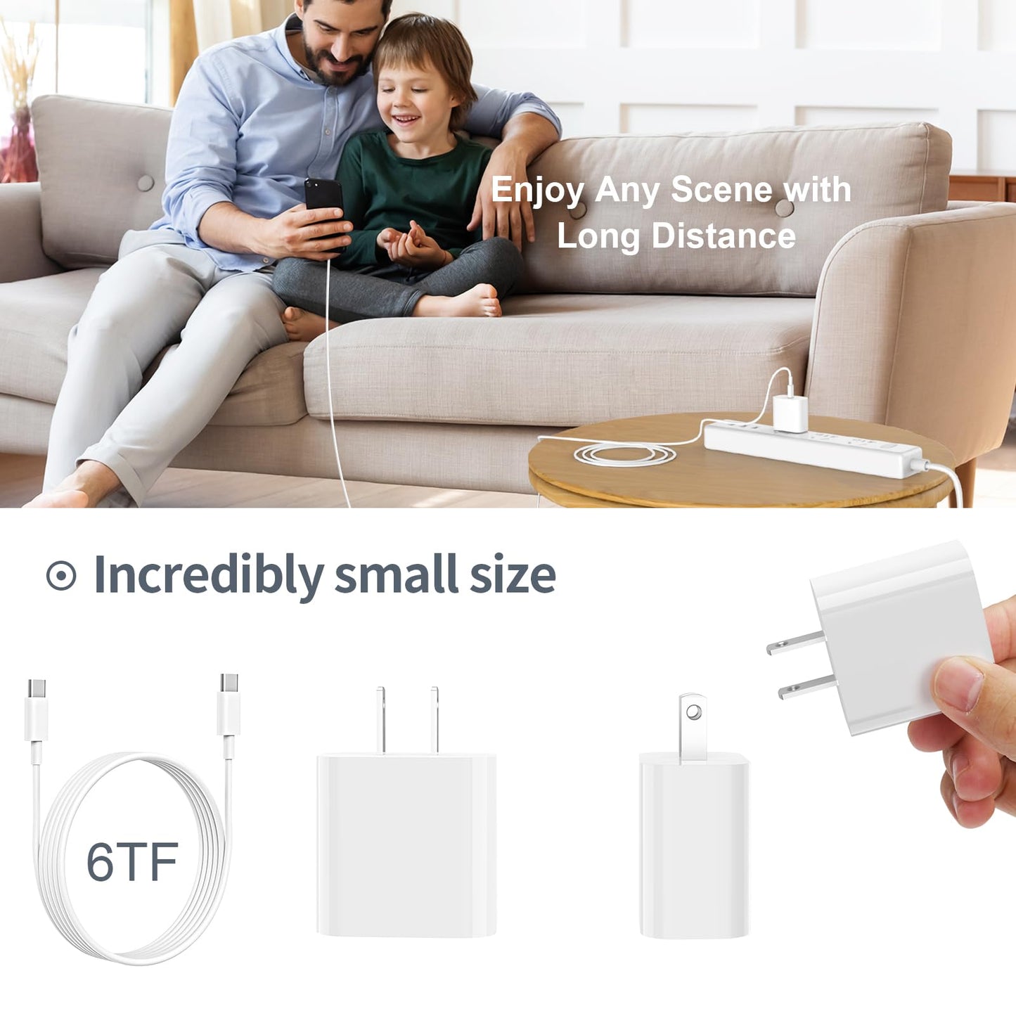 Ximytec 20W USB C Fast Charger [MFi Certified] Compatible with iPhone 15/15 Plus/ 15 Pro/ 15 Pro Max/iPad Pro/Samsung, 2Pack PD Type C Charger Blocks with 6FT USB C to C Cable