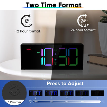 Tetino Loud Alarm Clock with Colorful Display