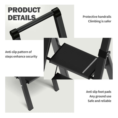 Lightweight Aluminum 5-Step Folding Ladder - Black