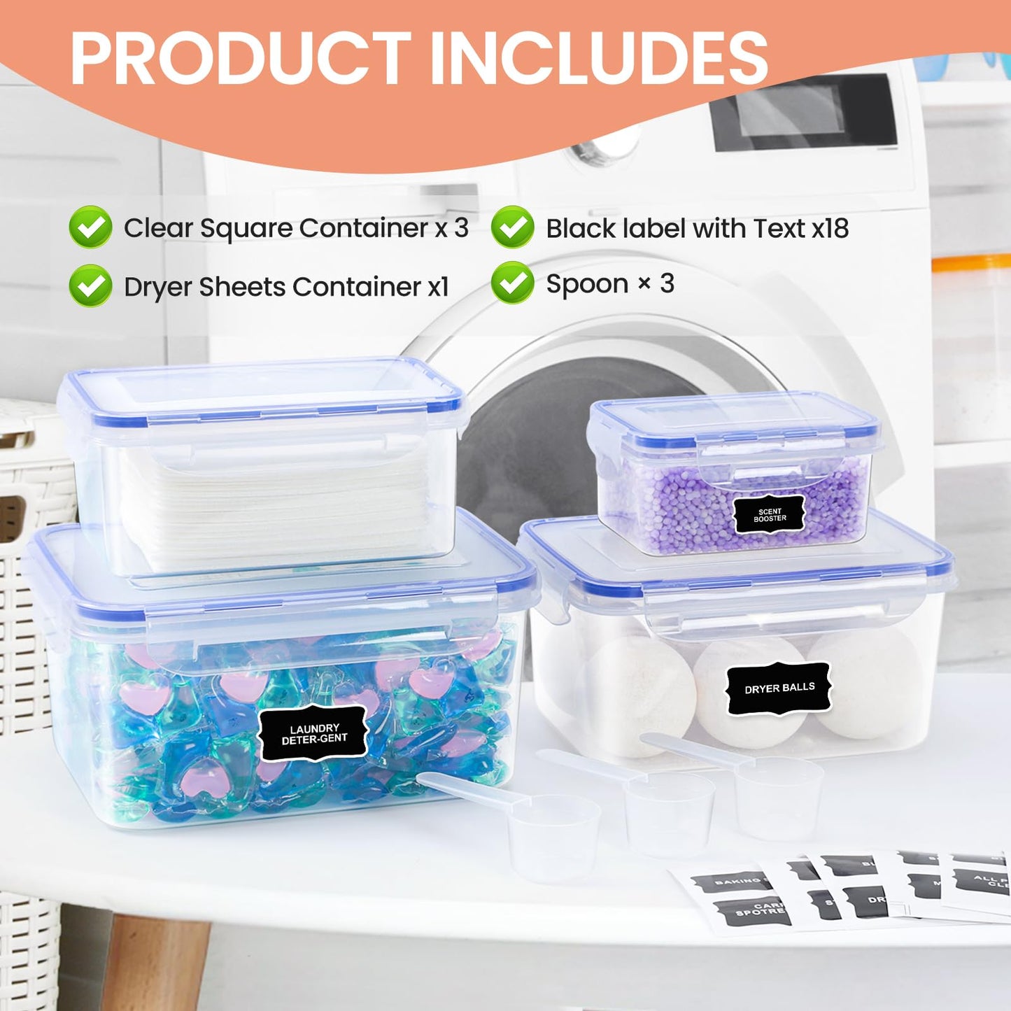 Laundry Room Storage Organizer - 4 Pack Set