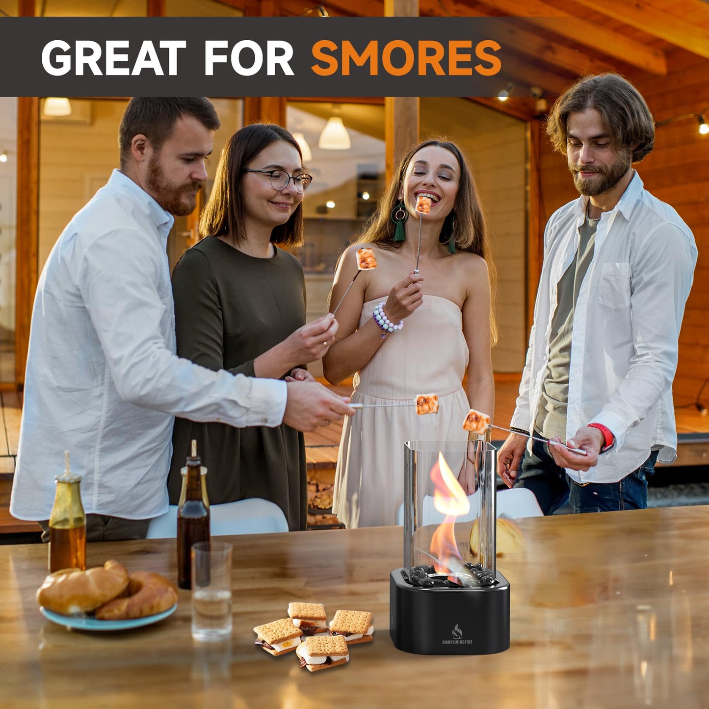 Square Ethanol Tabletop Fire Pit for Patio