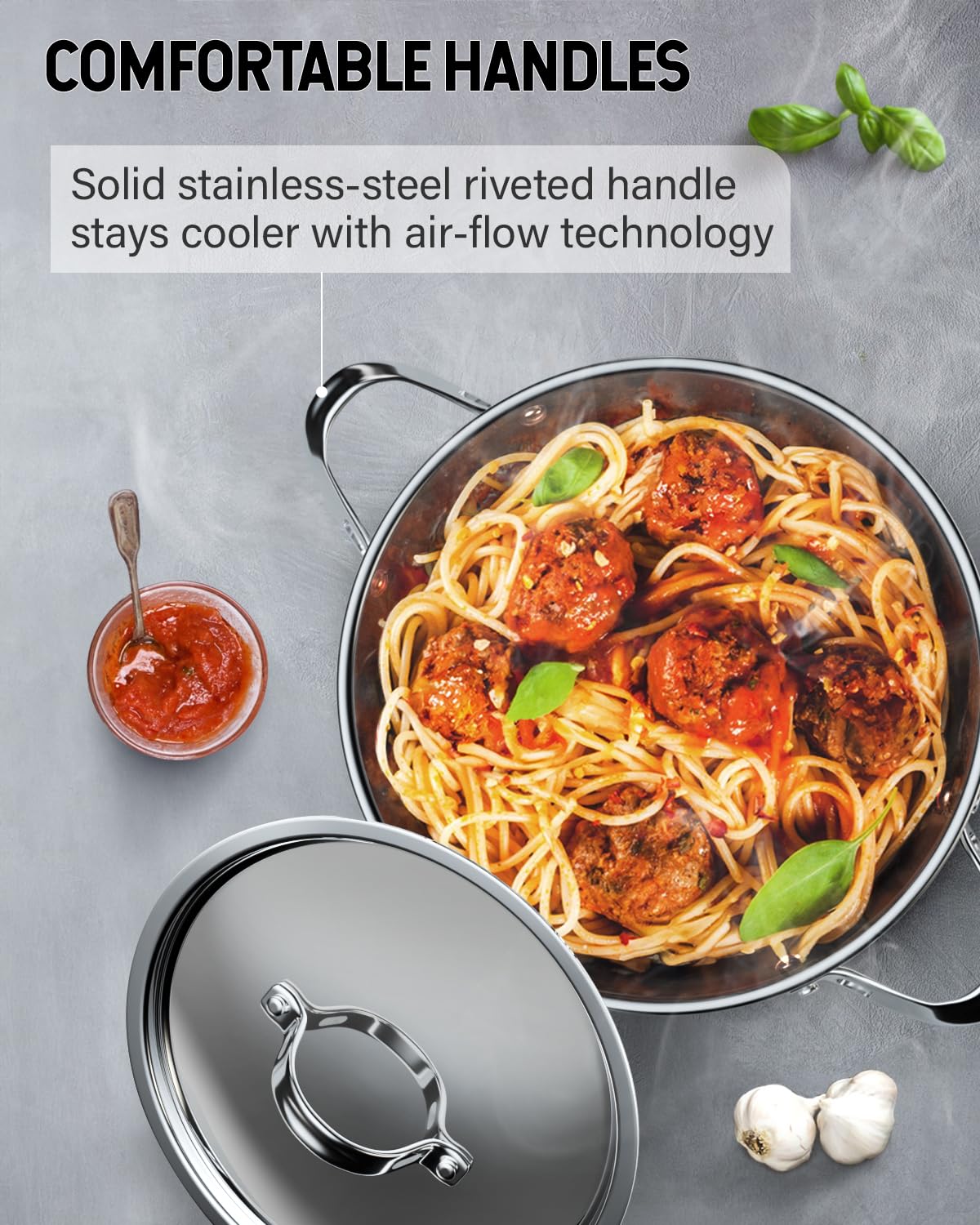 Cooks Standard 18/10 Stainless Steel Stockpot 12-Quart, Classic Deep Cooking Pot Canning Cookware with Stainless Steel Lid, Silver