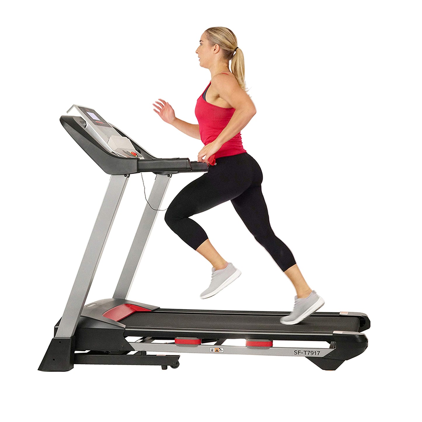 Sunny Health & Fitness Performance Treadmill with 15 Level Auto Incline, Shock Absorption, Digital Monitor, Quick Speed Buttons, 19” Wide Running Belt, Foldable, Device Holder, USB/Bluetooth Speaker