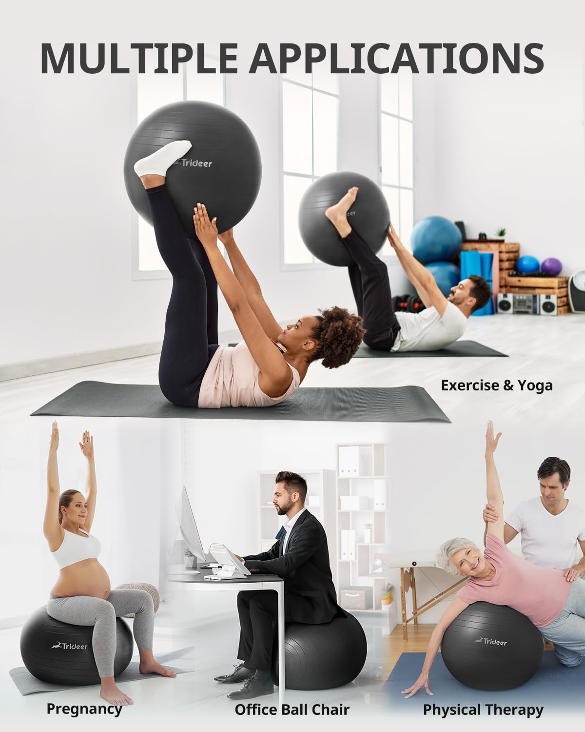 Trideer Yoga Ball for Fitness and Therapy