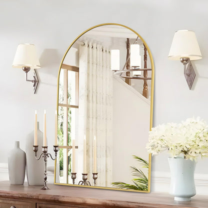 Rosynee Gold Arched Bathroom Mirror - 20x30 Gold Mirror Arch Framed for Wall, Over Sink Mantel Vanity Mirrors Decorative for Dresser, Firplace