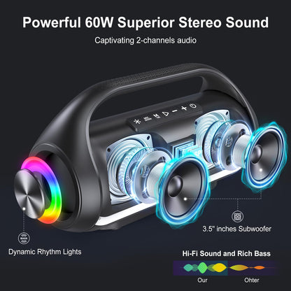 HWWR Portable Bluetooth Speaker with 2 Microphones