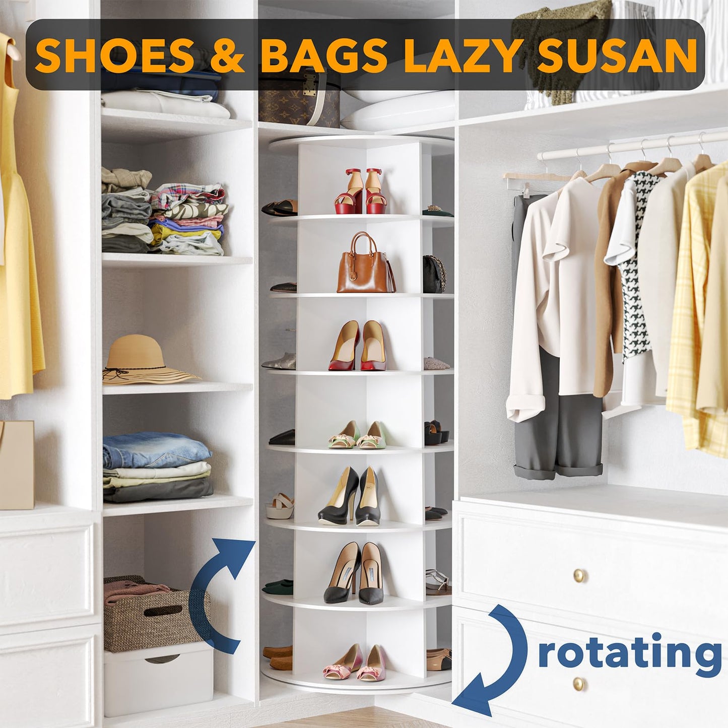 7-Tier Rotating Shoe Rack Storage Carousel
