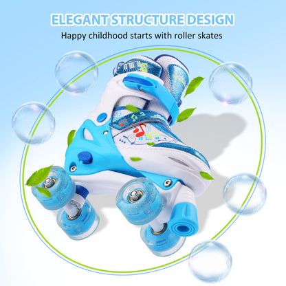 Hikole Roller Skates for Girls and Boys,4 Size Adjustable Kids Roller Skates with 8 Light Up Wheels,Toddler Skates for Outdoor & Indoor