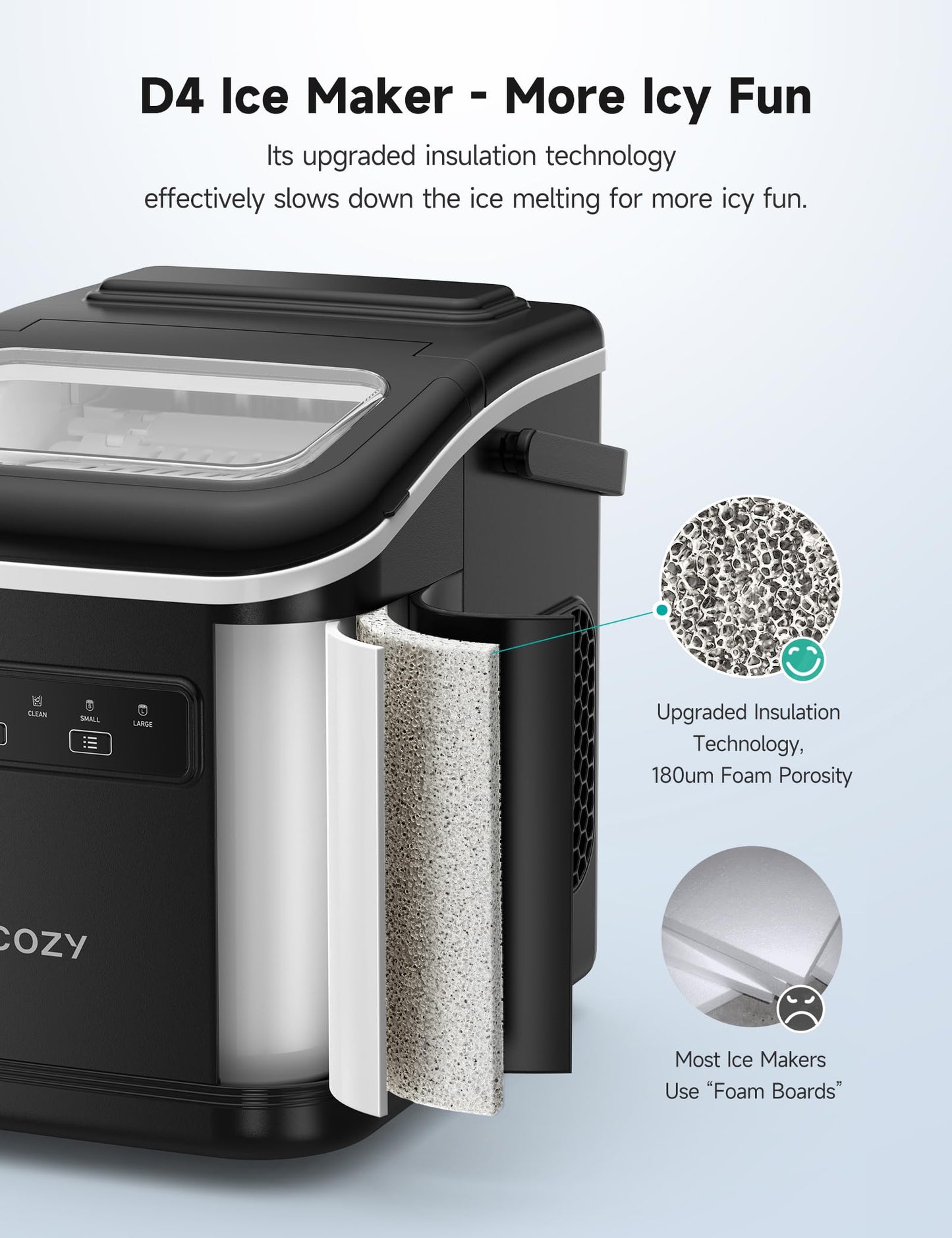 HiCOZY Portable Ice Maker with Self-Cleaning Feature