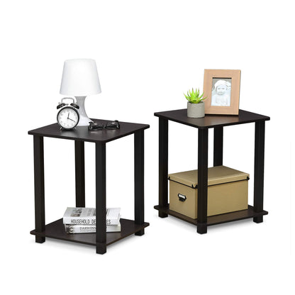 Furinno Set of 2 Dark Walnut End Tables