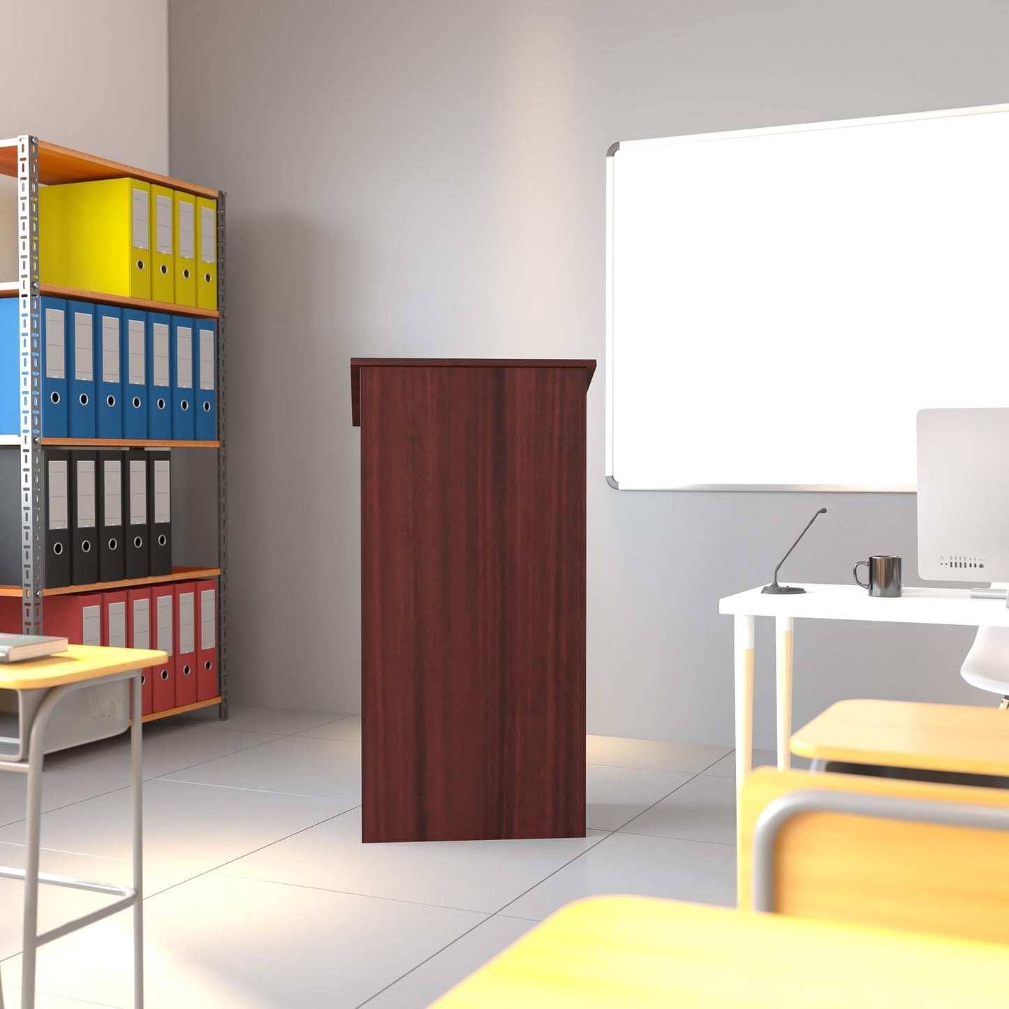 Flash Furniture Mysta Stand-Up Lectern in Mahogany