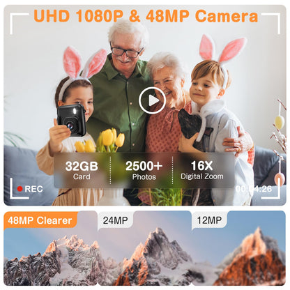 Kids Instant Print Camera with Dual-Lens 48MP