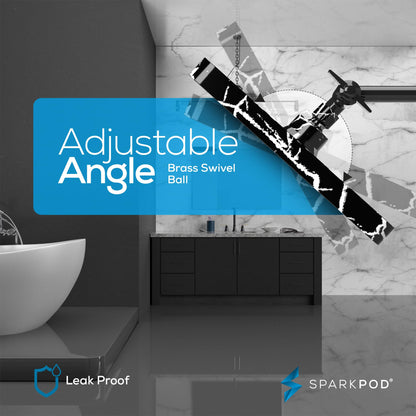 SparkPod Shower Head - High Pressure Rain - Premium Quality Luxury Design - 1-Min Install - Easy Clean Adjustable Replacement for Your Bathroom Shower Heads (8" Square, Black Marble)