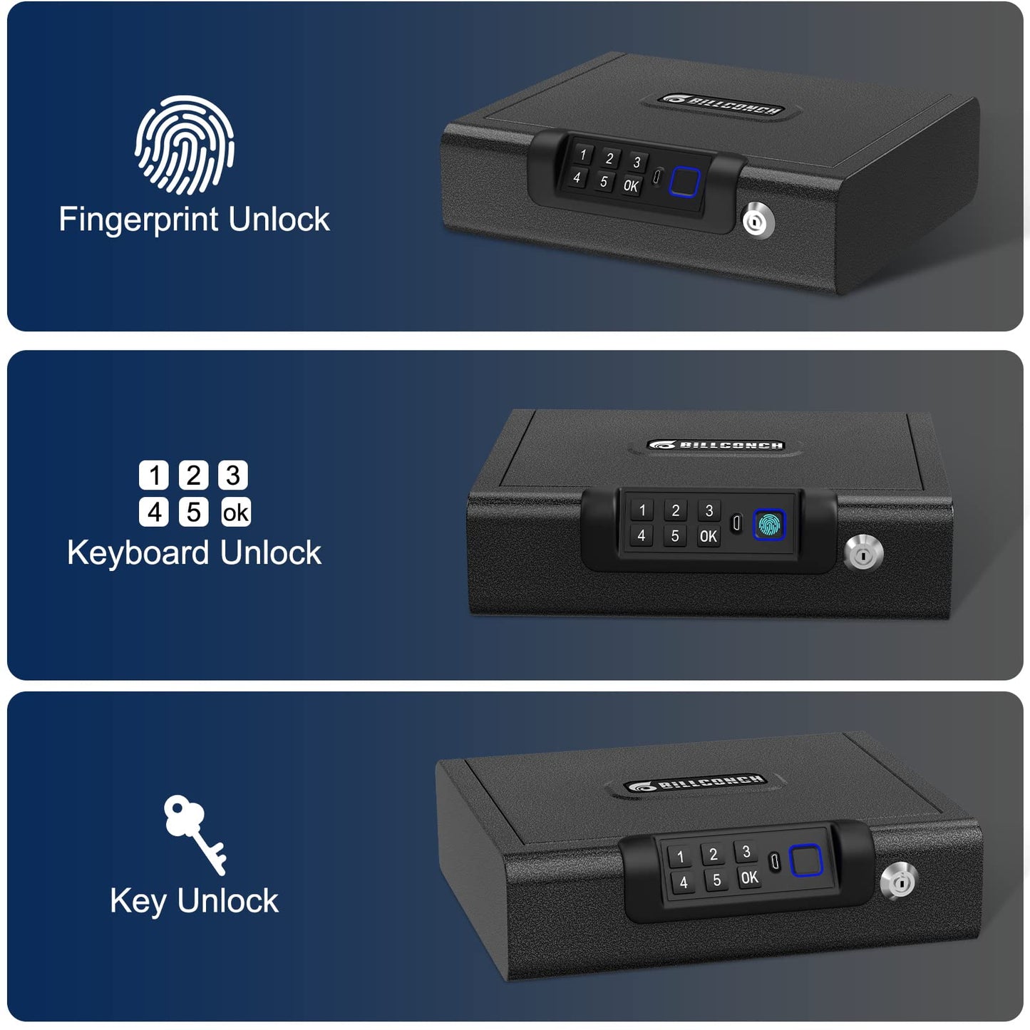 Biometric Handgun Safe with Digital PIN Unlock