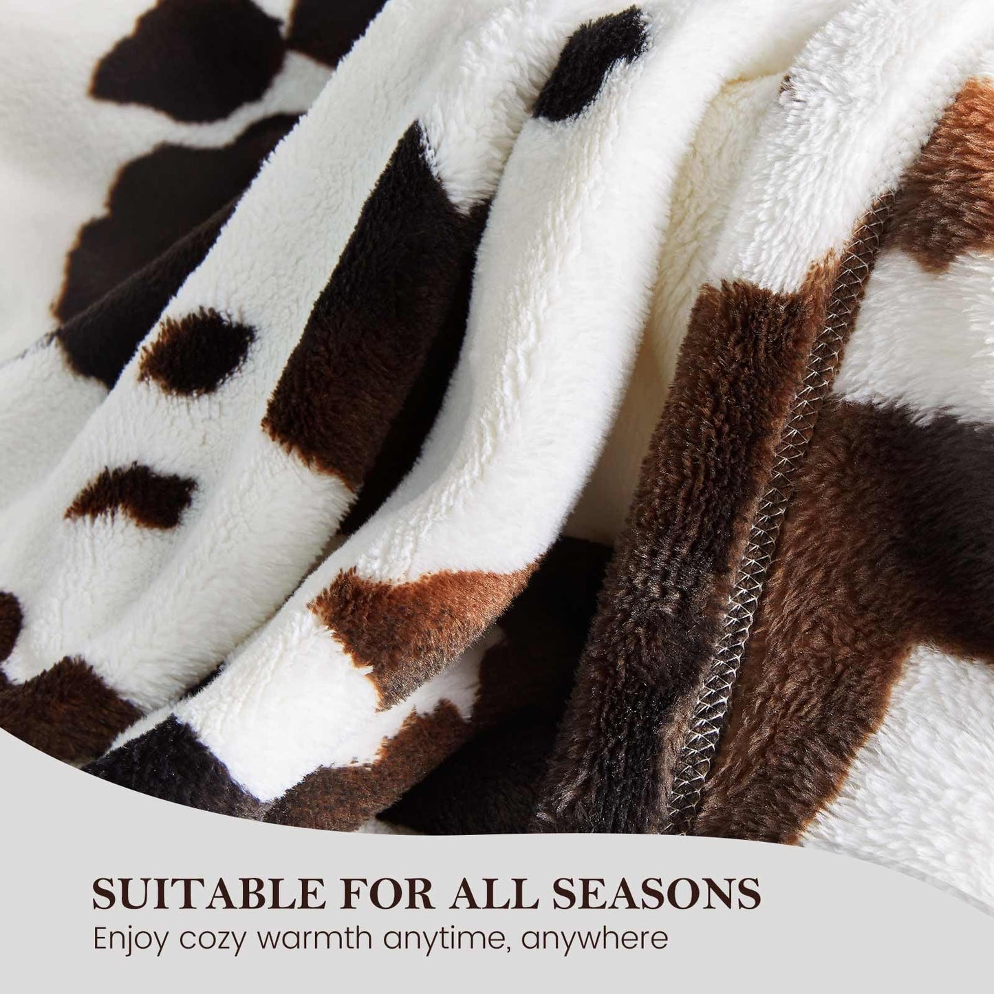 Cozy Cow Print Fleece Throw Blanket 50"x60"