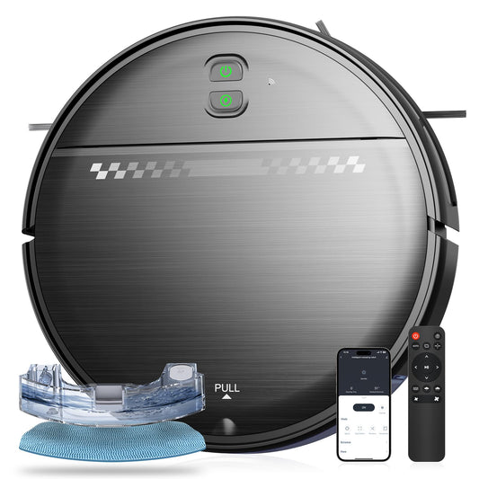 MANVN Robot Vacuum and Mop Combo, Robot Vacuum with Wi-Fi/APP, Self-Charging Robot Vacuum and Mop Ultra Slim Quiet, Ideal for Hard Floor, Pet Hair and Daily Cleaning