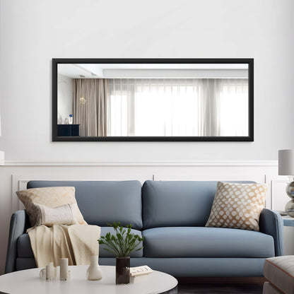 MIRUO Over The Door Mirror Full Length with Hanging Brackets, or Leaning Against Wall Mounted On Wall, Door, 44''x16'', Black (JJ01397AAF- AM002)