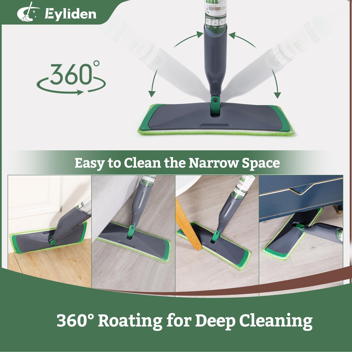 Eyliden Spray Mop & Natural Floor Cleaner Set