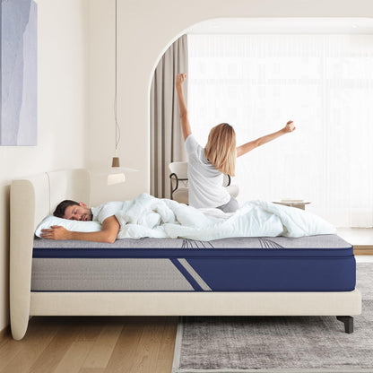 Avenco Mattress Full Size, 12 Inch Full Mattress Hybrid, Medium Firm Full Mattress in a Box for Pressure Relief and Sound Sleep, Wrapped Coils and CertiPUR-US Foam, Soft Breathable Fabric