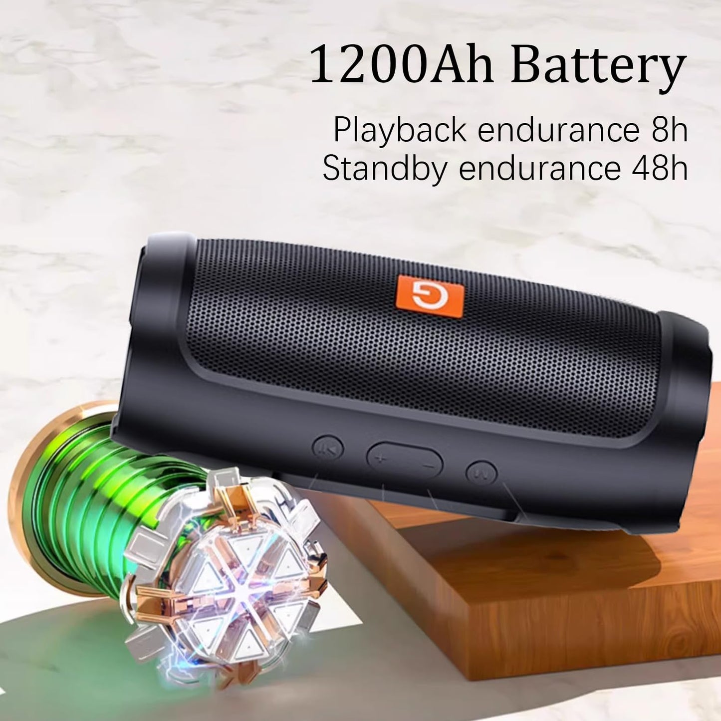 Wireless Speakers,Wireless Portable Speaker, Stereo Subwoofer Rod Built-in Mic, FM/TF Card/U Disk, Connect Mobile Phone/Computer/TV, True Wireless Stereo Speaker for Indoor&Outdoor A5212(Black)
