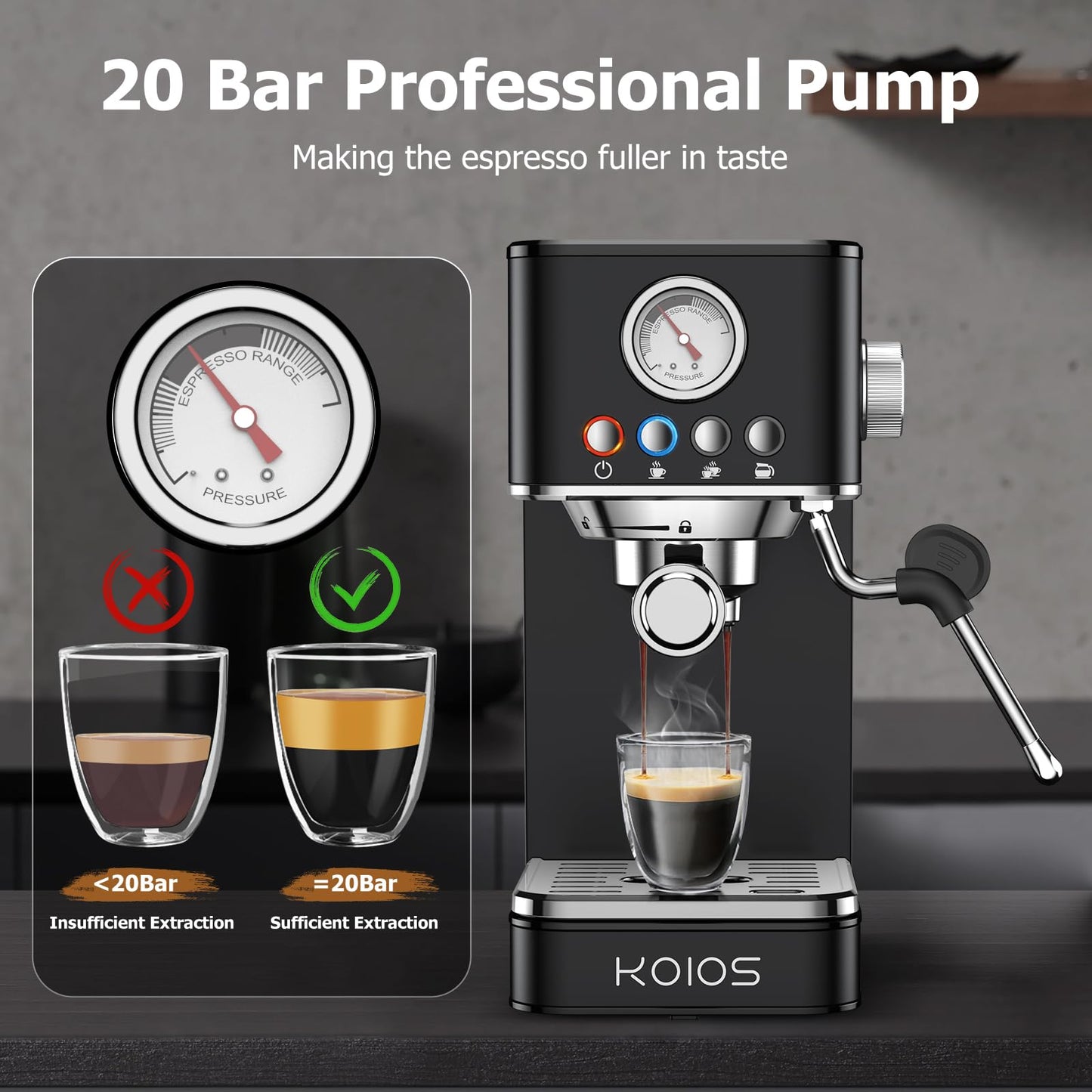 KOIOS 20 Bar Espresso Machine with Milk Frother