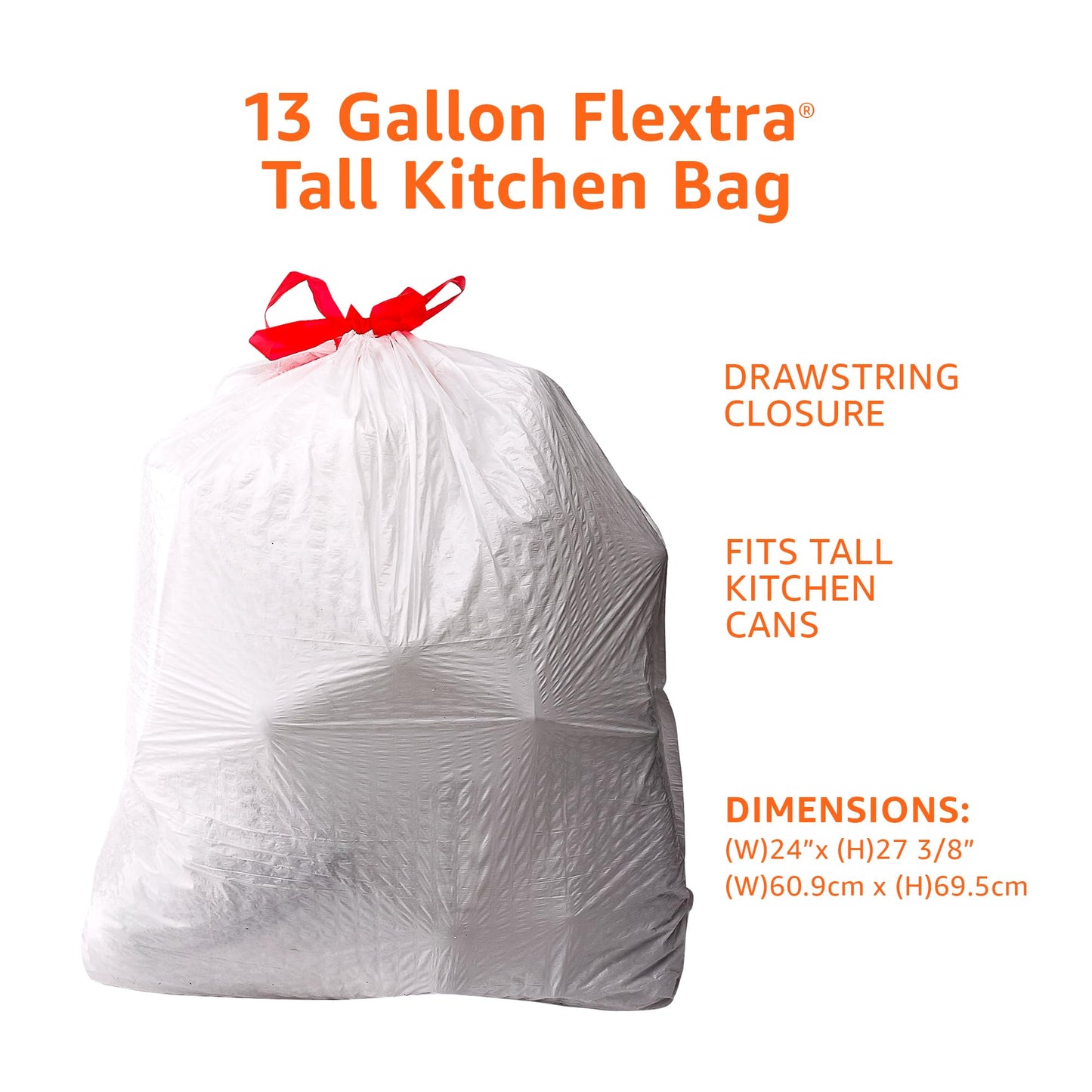 Amazon Basics 13 Gallon Drawstring Trash Bags
