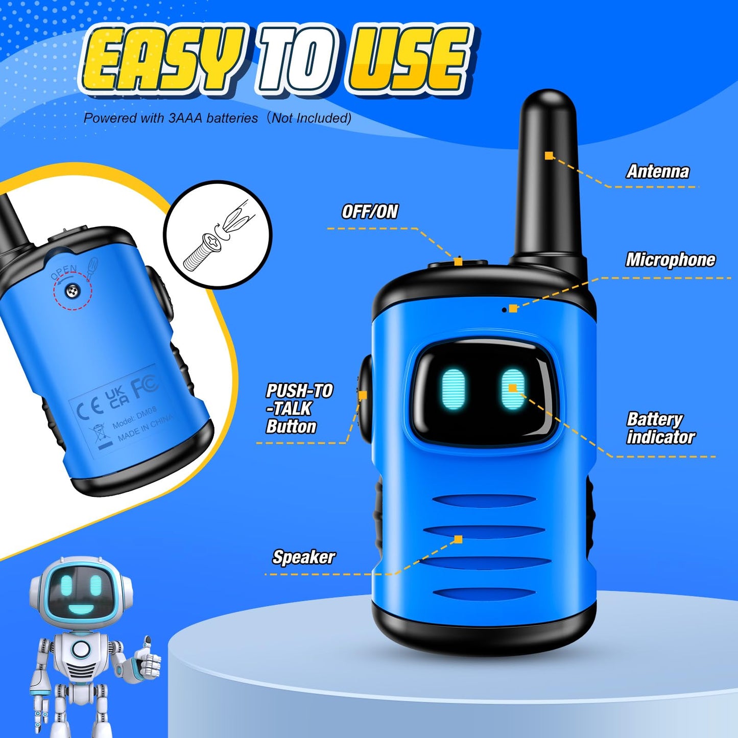 2 Pack Kids Walkie Talkies for Outdoor Fun