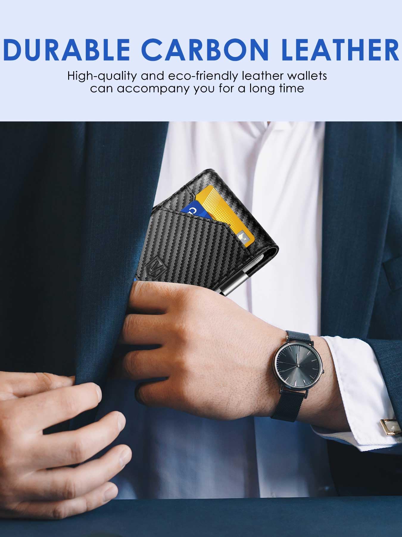 Father's Day Gifts from Daughter Son Wife, Slim Wallet for Men Minimalist, Gifts for Dad Men Him Boyfriend Birthday, Mens Wallets Rfid Blocking, Leather Money Clip Wallet with Credit Card Holder
