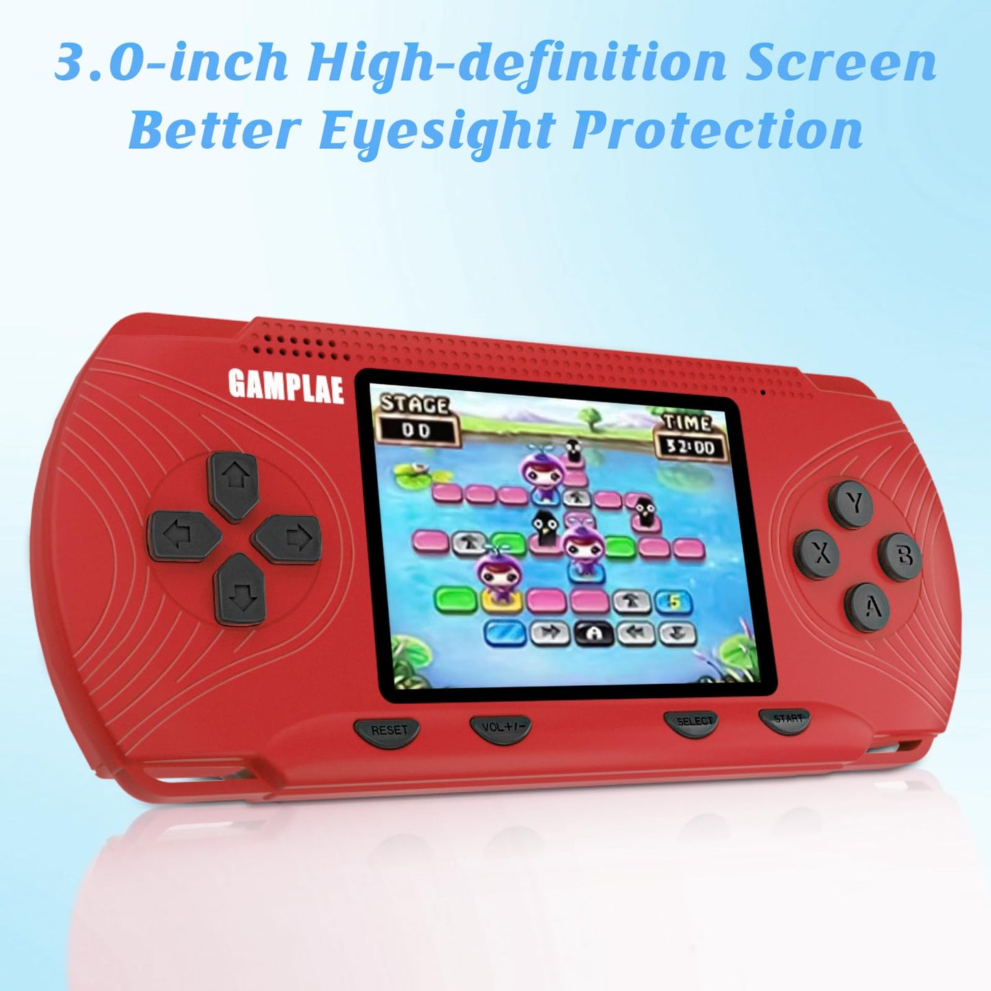 GAMPLAE Retro Handheld Games for Kids, Handheld Game Console Support TV Output, 3.0'' Large Screen Built-in 258 HD Classic Educational Games Retro Video Game Console Birthday for Boys Girls