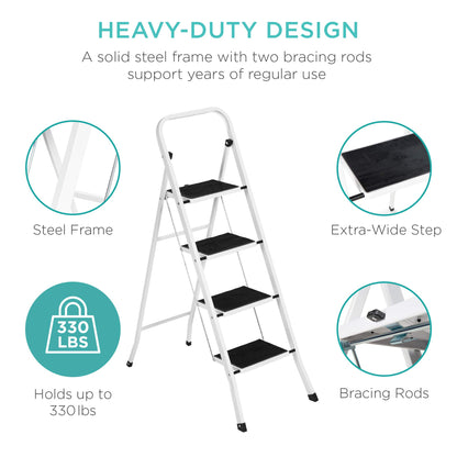 4-Step Heavy-Duty Folding Ladder with Handrail