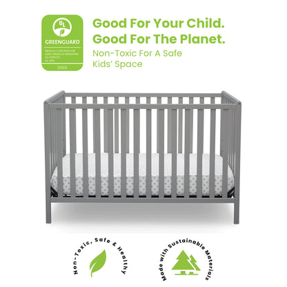 Delta Children Heartland 4-in-1 Convertible Crib - Greenguard Gold Certified, Grey