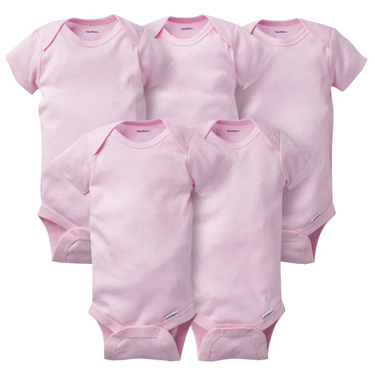 Gerber 5-Pack Baby Solid Pink Bodysuits