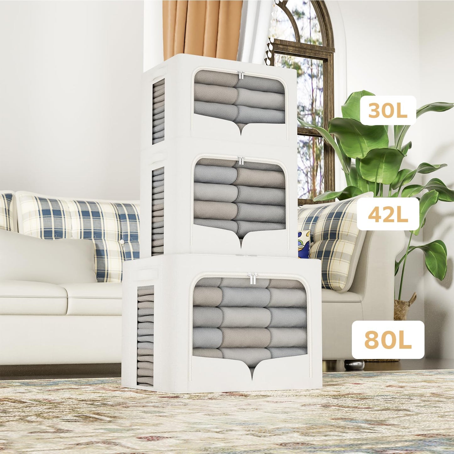 2 Pack Foldable Storage Bins with Clear Window