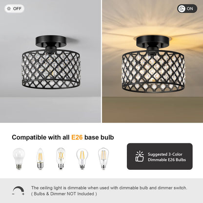 Semi Flush Mount Ceiling Light Fixture, 9 inch