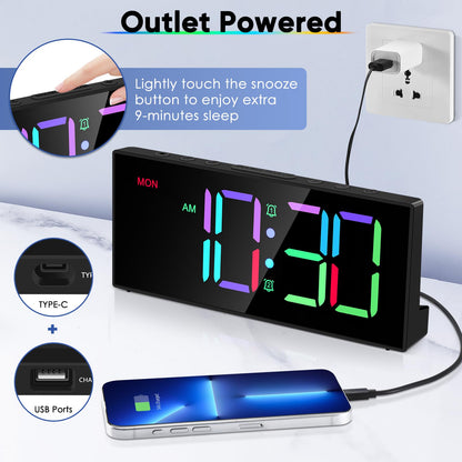 Tetino Loud Alarm Clock with Colorful Display