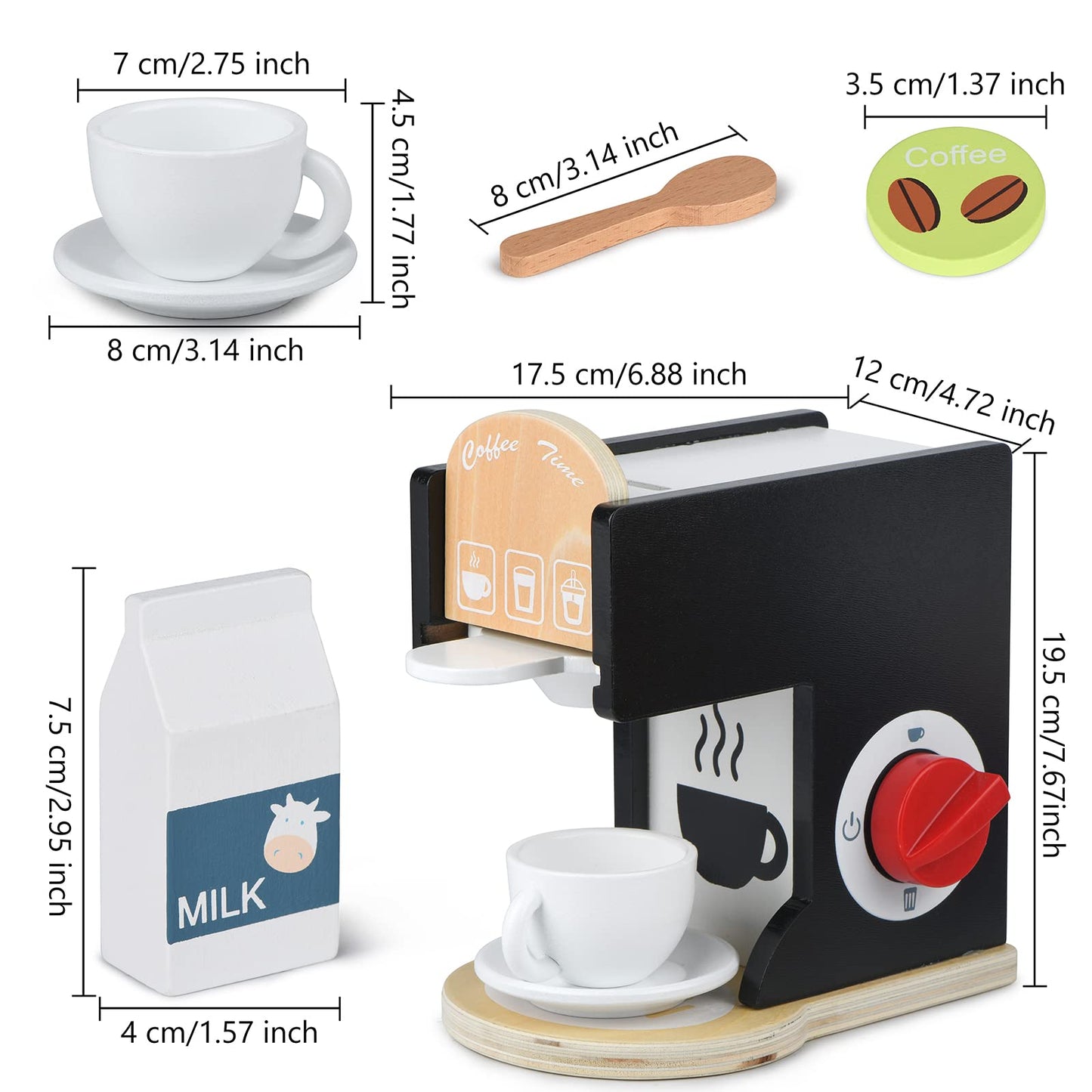 Kids Wooden Coffee Maker Toy Espresso Machine