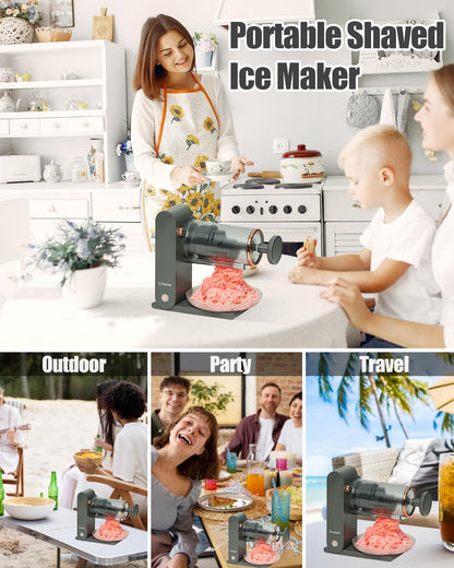 Snow Cone Machine Electric - Shaved Ice Maker with Stainless Steel Blade, Kitchen Table-Top Ice Crusher Includes 2 Silicone Ice Mold(Dark Grey)