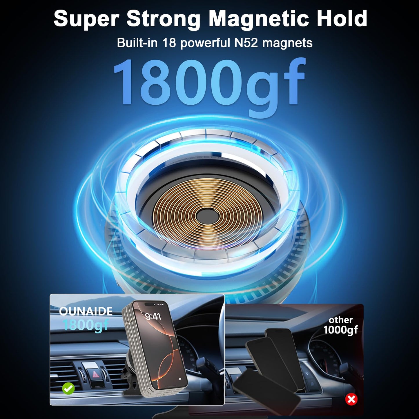 15W Magnetic Wireless Car Charger for iPhone