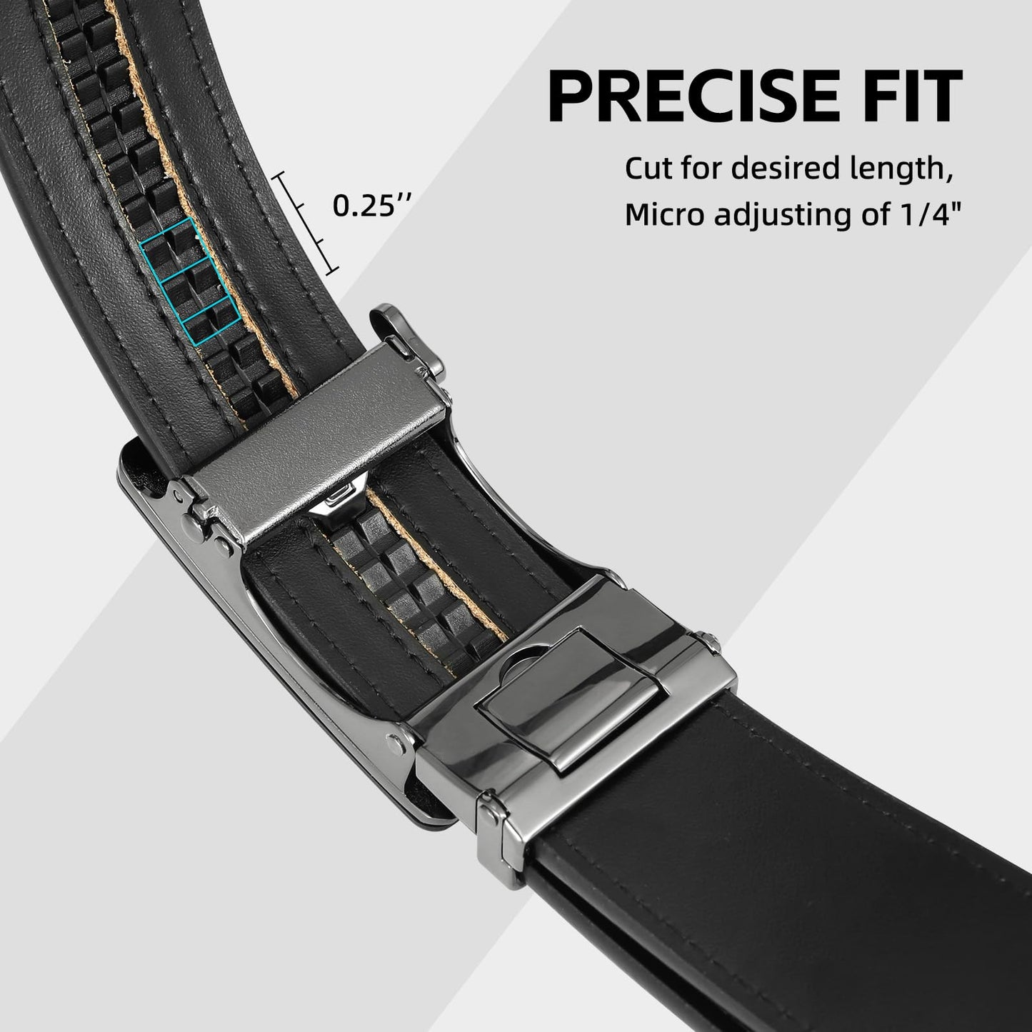 West Leathers Men's Ratchet Leather Belts Set - Adjustable, Gift-Ready Dress Belts (Black, 28" to 34" Waist Adjustable)