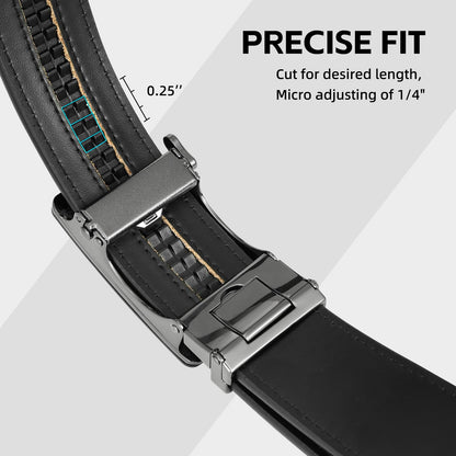 West Leathers Men's Ratchet Leather Belts Set - Adjustable, Gift-Ready Dress Belts (Black, 28" to 34" Waist Adjustable)