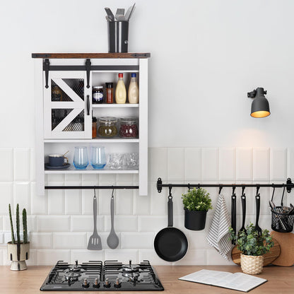 Over Toilet Organizer Cabinet with Barn Door